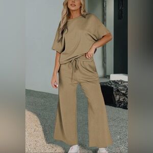 **NEW** Textured Top and Pants Set TAN  LG